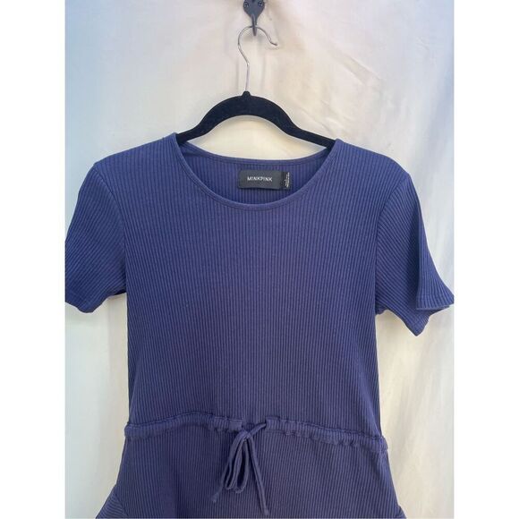 MINKPINK Romanticize Drawstring Ribbed Dress Navy Size L - Picture 8 of 11
